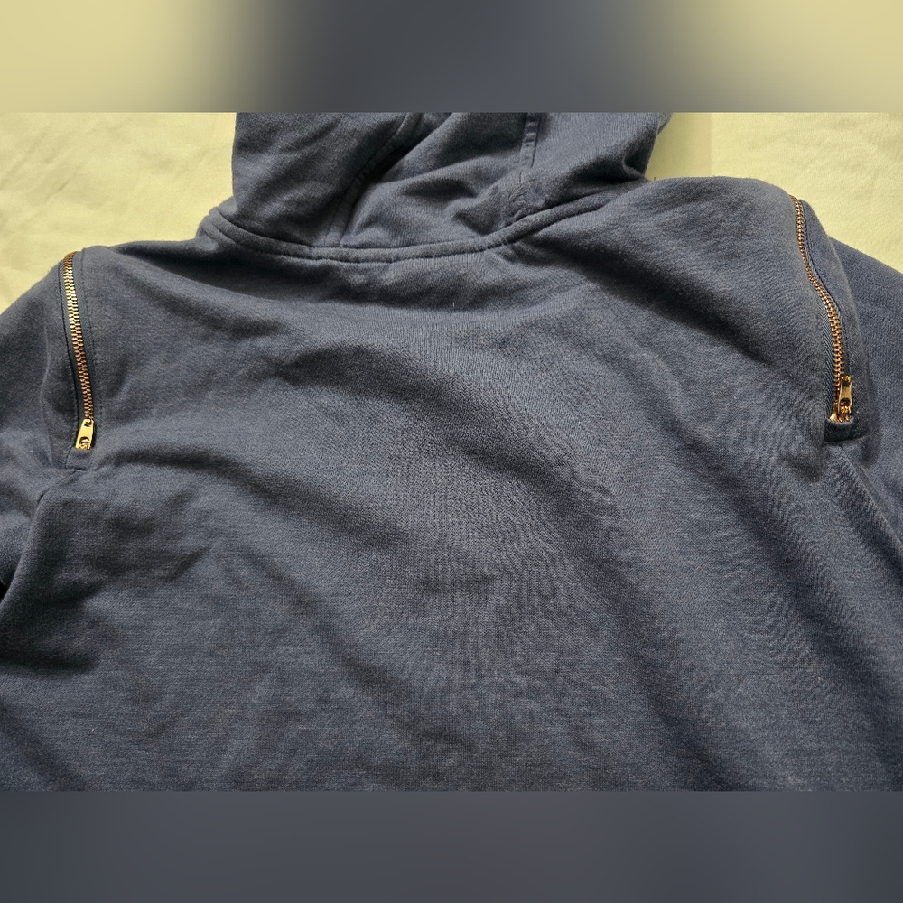 Nanette Lepore Blue Hoodie Jacket With Pockets And Rose Gold Zippers medium - Picture 10 of 10